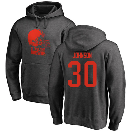 Men Cleveland Browns D Ernest Johnson Ash Jersey 30 NFL Football One Color Pullover Hoodie Sweatshirt